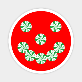 Spearmint Christmas Candy Happy Face Magnet
